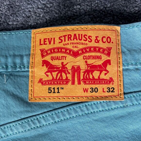 Levi’s Jeans 511 Slim 30x32 Teal Green Eco Ease Stretch Denim NWT New - Picture 7 of 13